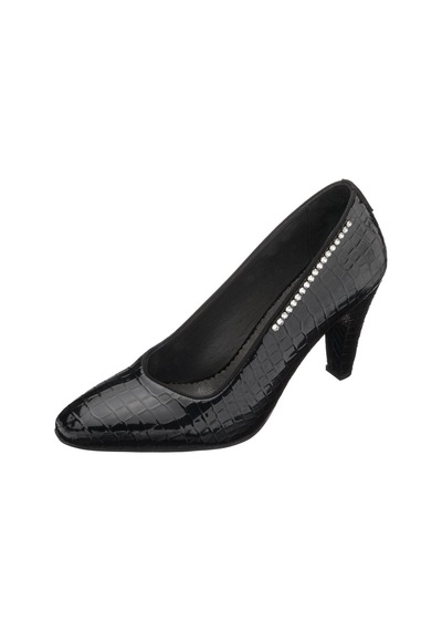 Costo Shoes 40-41-42-43-44 Numara Ays7986 Siyah Kroko Topuklu Özel Seri Kadın Stiletto Siyah