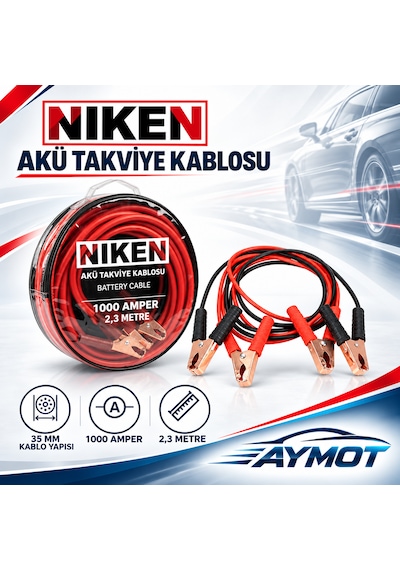 Niken 1000 Amper 2,3 Metre 35 Mm Çantalı Akü Takviye Kablosu