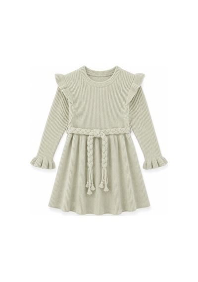 Babyhola %100 Organik Triko Kız Bebek Çocuk Kemerli Elbise 32125 Mint Yeşil