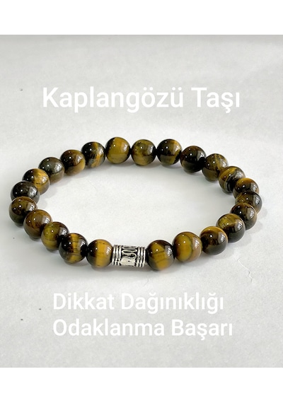 Fy Doğaltaş Kaplangözü Bileklik 8mm Sarı - Siyah