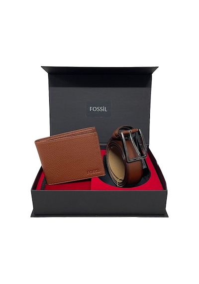Fossil Taba Cüzdan& 3,5 Cm Hakiki Deri Kemer Seti 115 Cm Taba
