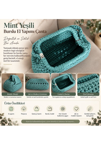 Mint Yeşili Burslu Çanta Mint Yeşil