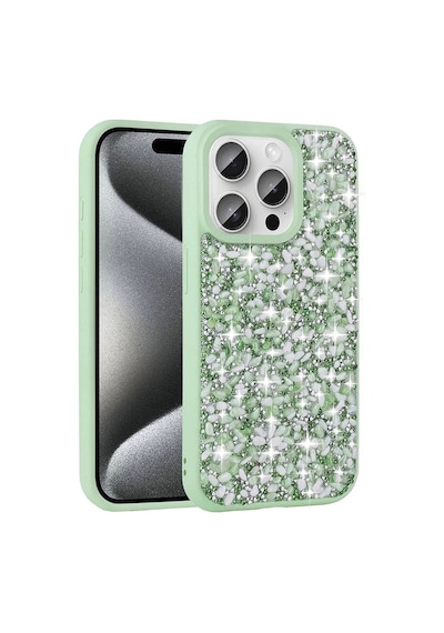 Apple Uyumlu iPhone  15 Pro Max Kılıf Parlak Taşlı Tasarım Zore Linea Kapak