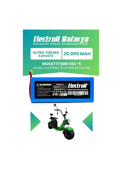 Musatti Smd Eec-5 Uyumlu Batarya Ultra Yüksek Kapasite 60v 25ah Elektrikli Scooter Bataryası Diğer