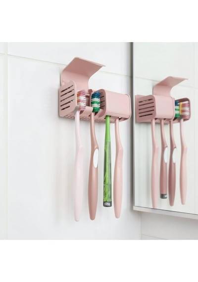 Pembe Kendinden Yapışkanlı Hijyenik Diş Fırçası Asacağı Askılığı Askılık Diş Fırçalık Banyo Organizer
