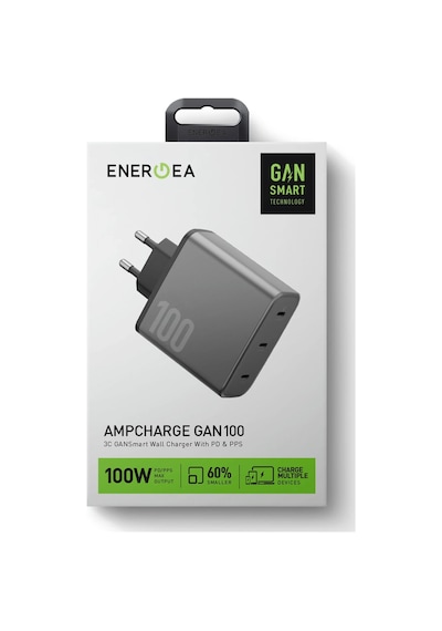 Ampcharge Gan100 2 Adet 100w Type-c Ve 1 Adet 35w Type-c Çıkışlı Hızlı Şarj Aleti - Koyu Gri