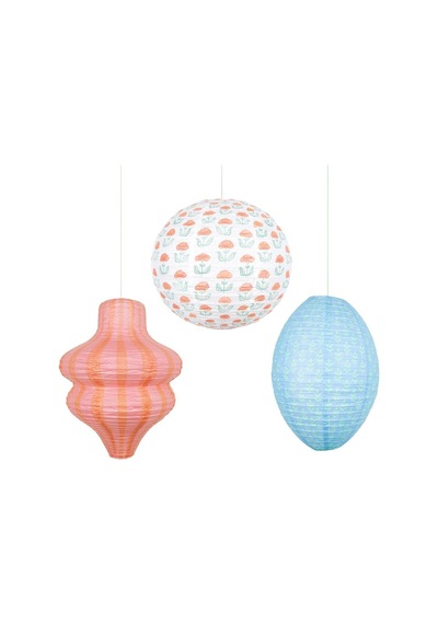 Meri Meri - Flora Orange & Blue Lanterns - Flora Turuncu & Mavi Fenerler - 3 Adet Tüm Yaşlar