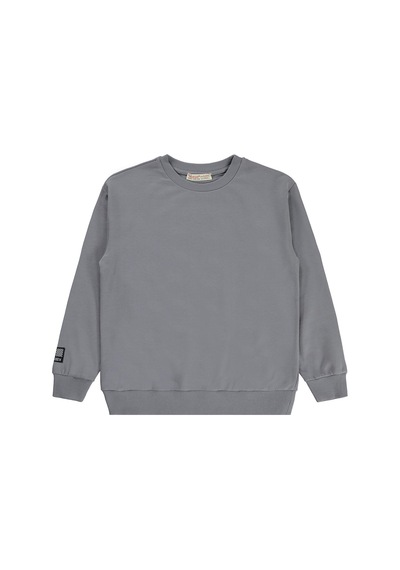 Silversun Kids Silversun Basic Etiket Armalı 8-13 Yaş Sweatshirt - Gri