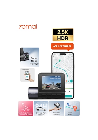 70mai 2.5k Araç Kamerası A410 Ön Kamera Sadece Ön Kamera Süper Gece Görüşü F1.55 Dahili Wi-fi