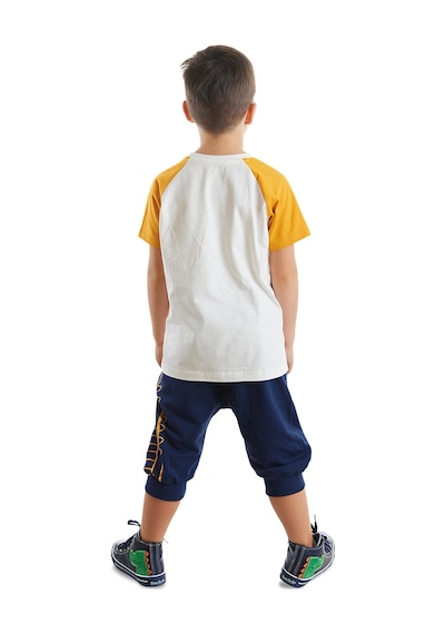 Denokids Roarsome Erkek Çocuk T-shirt Kapri Şort Takım Çok Renkli