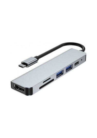 6 In 1 Type C To Hdmı / 2 USB 3.0- USB-C Pd- Sd Tf Çevirici Kablo