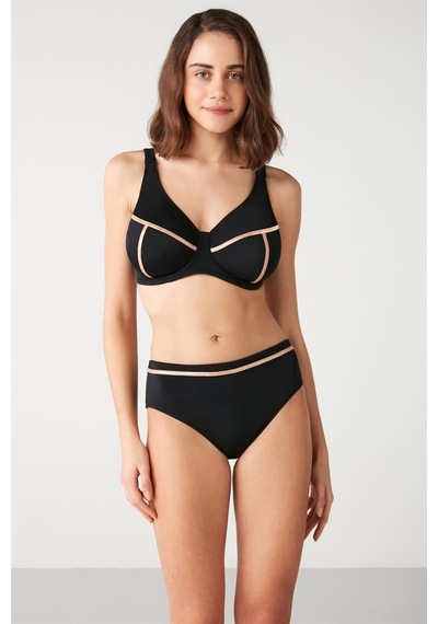 Kom Pleuna Parlak Biyeli Dolgulu Bikini Siyah