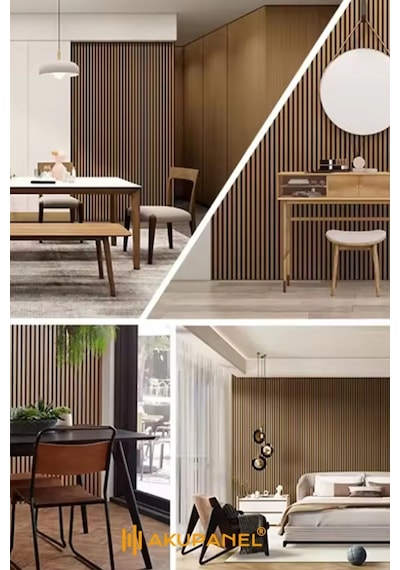 Akupanel Flex 60x245 Cm Ceviz Renk Akustik Ahşap Duvar Paneli Ceviz