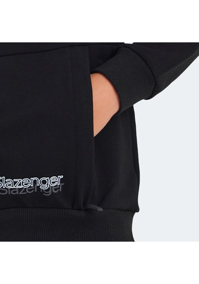 Slazenger LINK Çocuk Kapüşonlu Cepli Siyah Sweatshirt