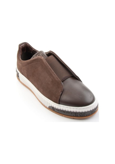 Bambi Kahve Hakiki Deri Erkek Sneaker E01610000603