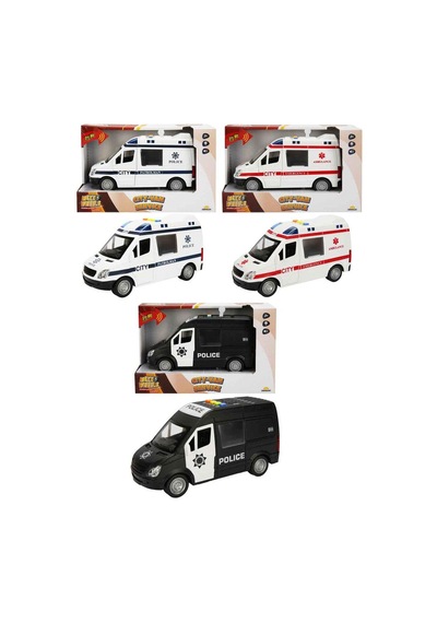 22 Cm Sesli Işıklı Pilli Polis Arabası Ve Ambulans - 1:16 Ölçek Oyuncak Kurtarma Araçlar Çok Renkli
