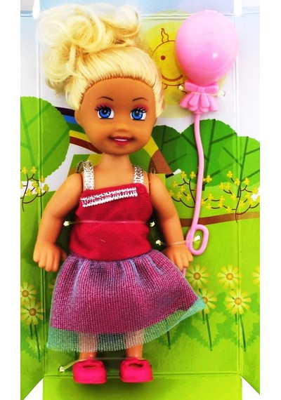 Cute Girl Pembe Balonlu Sarışın Mini Bebek