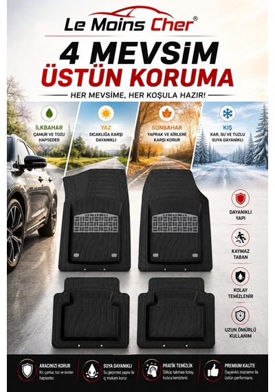 Mg Hs Comfort Havuzlu Oto Paspası Kaymaz Taban Dayanıklı Joker Krom
