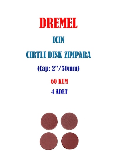 Dremel Için Cırtlı Disk Zımpara - 60 Kum - Çap 50Mm (4 Adet)