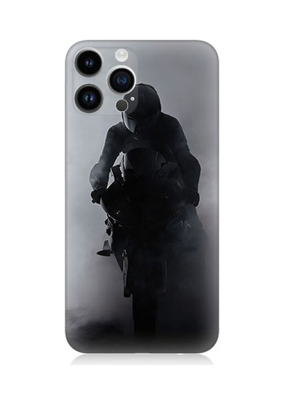 Apple Uyumlu iPhone 14 Pro  Motosiklet Sürücüsü Desenli Silikon Kılıf