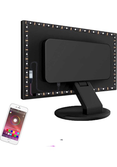 Tv Arkası Bluetooth Rgb Led Şerit Müzik Senkronlu Uygulama Kontrollü Usb Led Aydınlatma 5 Metre Çok Renkli