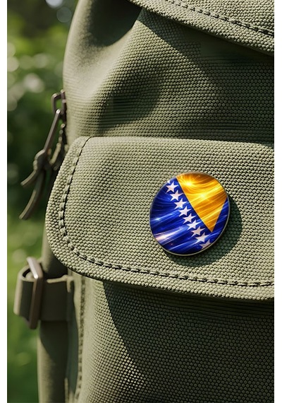 Bosna-hersek Bosnia And Herzegovina Abstract Ülke Bayraklı Buton Rozet - 44 MM 5 Adet Çok Renkli