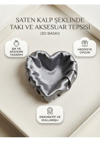 Kalp Formunda Aksesuar Kutusu Ve Dekoratif Takı Çanağı Gümüş