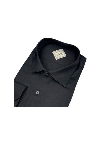 Linen Keten Klasik  Cotton Uzun Kollu Terletmeyen Siyah Gömlek Slim Fit Siyah