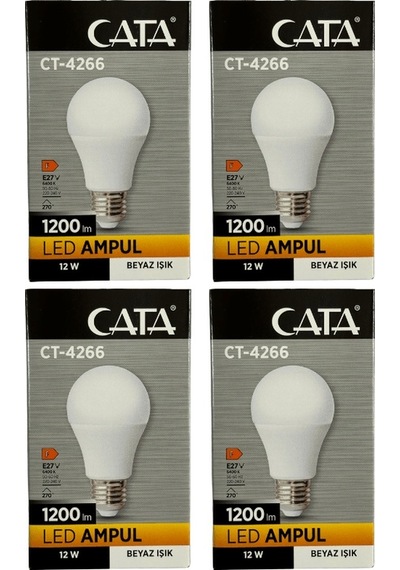 Cata Ct-4266 12w 6400k Beyaz Işık E27 Duylu Led Ampul 4 Adet