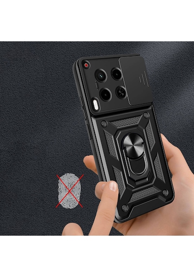 Zore Tecno Camon 30 Kılıf Magnetik Standlı Kamera Korumalı Msra Sürgülü Vega Kapak-mavi Mavi
