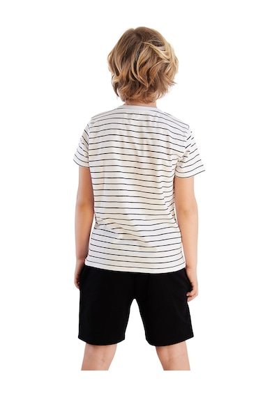 Yarışçı Araba Çizgili Erkek Çocuk Yazlık T-shirt Şort Takım