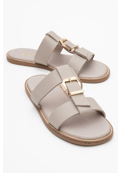 Luvishoes Luvi Shoes Sveta Taş Cilt Tokalı Hakiki Deri Kadın Terlik Taş