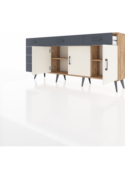 Arges Konsol 2 Raflı 6 Çekmeceli 3 Kapaklı 176x30x83 Çam-aytaşı/antrasit Aytaşı/antrasit Arges Konsol 2 Raflı 6 Çekmeceli 3 Kapaklı 176x30x83 Çam-aytaşı/antrasit Aytaşı/antrasit