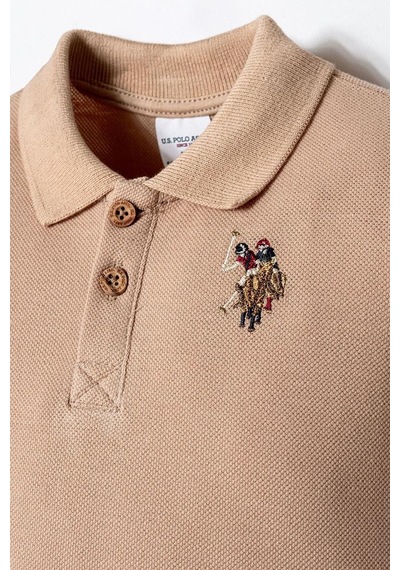 U.S. Polo Assn. Erkek Bebek 2 Li Şort T-şhirt Takım Bej-2264 Bej