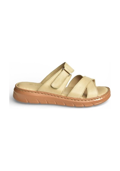 Fox Shoes Y555532503 Bej Hakiki Deri Kadın Terlik Bej