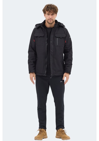 Slazenger Gleam Erkek Kapüşonlu Siyah Mont & Kaban Siyah
