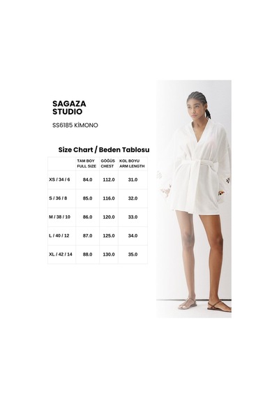Sagaza Studio Ss6185 Desenli Kimono Sarı