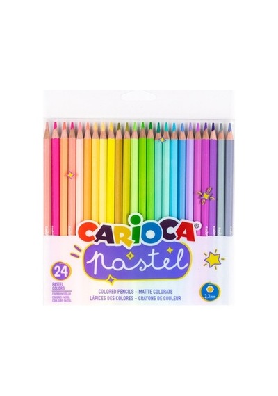 Carioca 24'lü Pastel Renkli Kuruboya Kalem Seti 17,5 Cm Şeffaf Kutulu Dayanıklı 124-Pembe