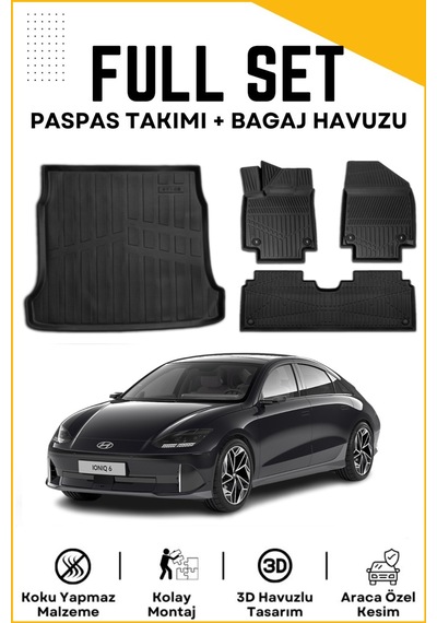 Hyundai Ioniq 6 2025 Model Birebir Uyumlu Bagaj Havuzu+paspas Seti