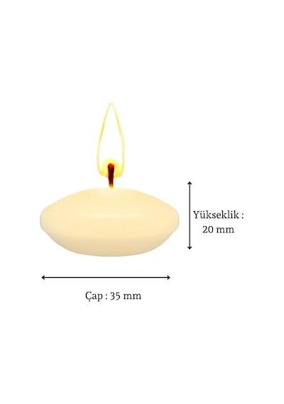 50'li Paket 3.5 Cm Krem Yüzen Mumlar Krem