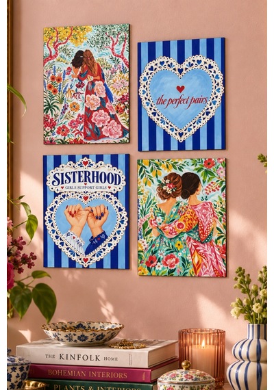 Sisterhood Kız Kardeşlik Ve Dostluk Temalı Duvar Dekoru 4 Lü Tablo Seti, 15 X 20 Cm, 3mm Ahşap Mdf, Dijital Baskı Çok Renkli - 937127654 Çok Renkli - 937127654