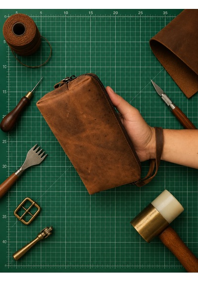Vintage Leather Craft Hakiki Deri Erkek Çantası Acı Kahverengi