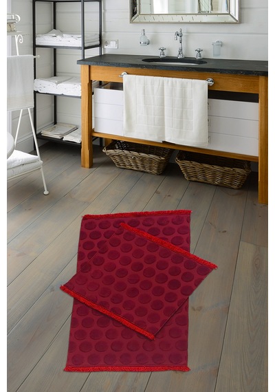 Welsoft Puantiyeli Bambo Klozet Takımı 2 Pcs Bordo