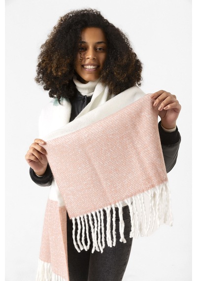 Püsküllü Buklet Atkı Şal 40x210 CM 1290 Pudra