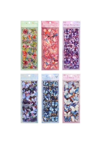 Lexroo Craft 6 Sayfa 114 Adet Şeffaf Pembe Kelebek Sticker Bullet Journal Scrapbook Laptop Ajanda Şeffaf - Pembe