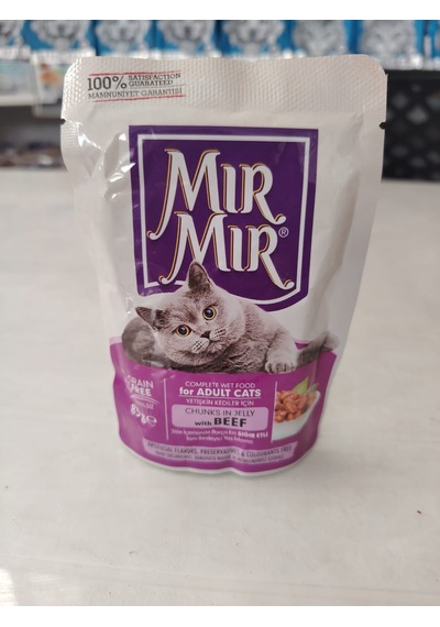 Mır Mır Jöle İçerisinde Parça Etli Sığır Etli Yetişkin Kedi Maması 24 x 85 G