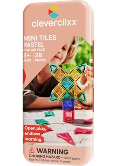 Cleverclixx Mini Tiles Travel Pack Seyahat Seti Pastel 28 Parça Manyetik Bloklar