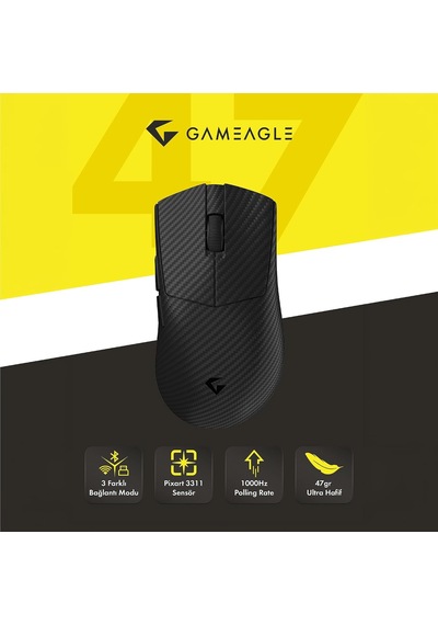 Shadow Knight Kablosuz 2.4ghz Bluetooth Kablolu Ultra Hafif 47gr 1khz 12000dpı Karbon Fiber Oyuncu Mouse