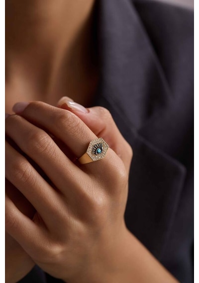 Eye Ring Firuzeli Şövalye T13877 Renkli