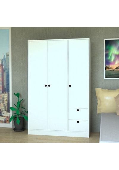 k-anm 3 Kapaklı 2 Çekmeceli 110 Cm Gardırop